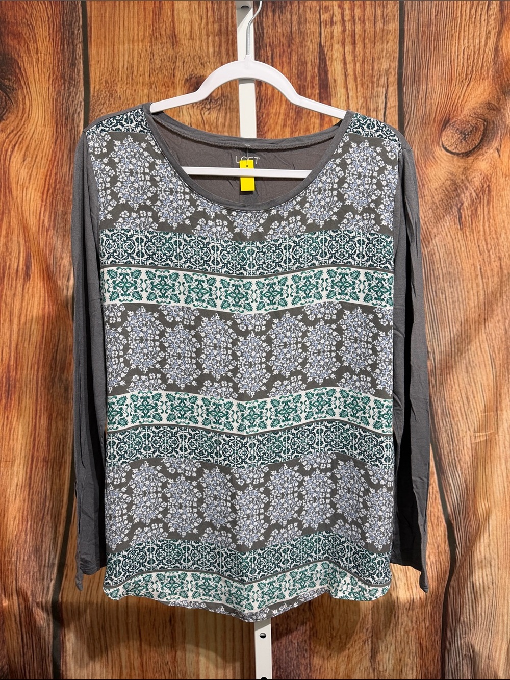 Loft Long Sleeve Chiffon Front Blouse Size L